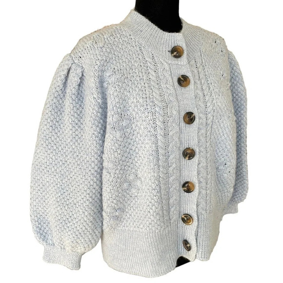 Who What Wear Corydalis Heather Cardigan Sweater Blue Wool Blend XXL - Picture 5 of 10